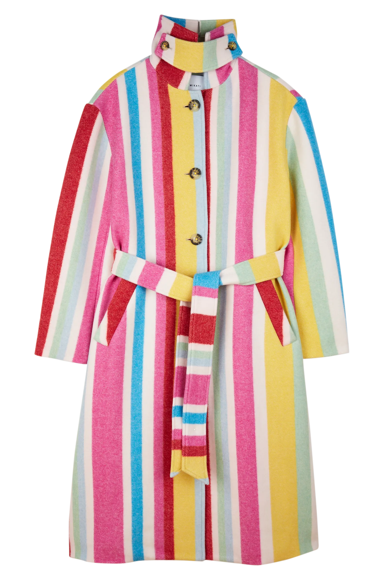  Stripe Double Breasted Wool Coat
